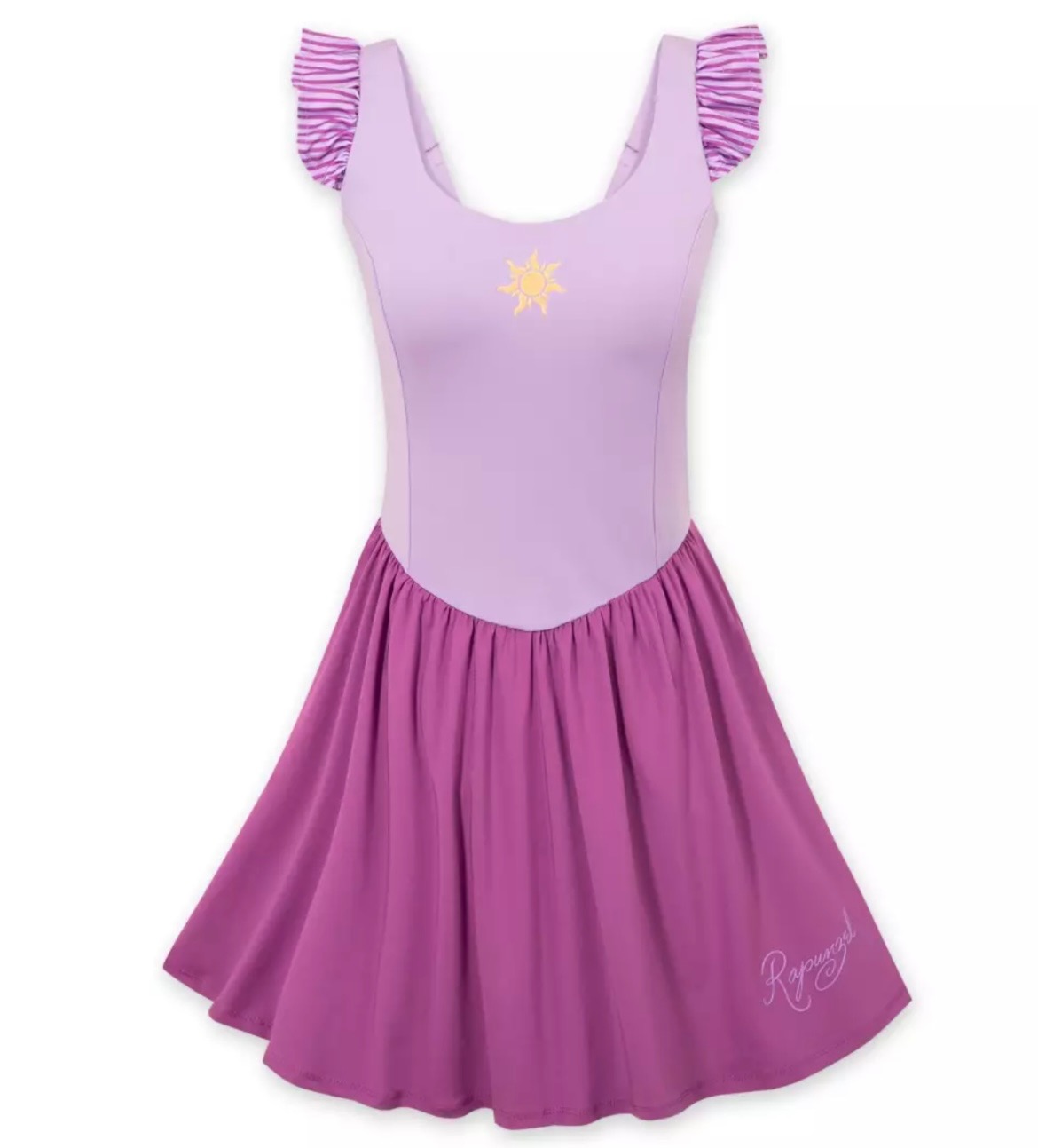 Light purple and dark purple athletic dress inspired by Rapunzel