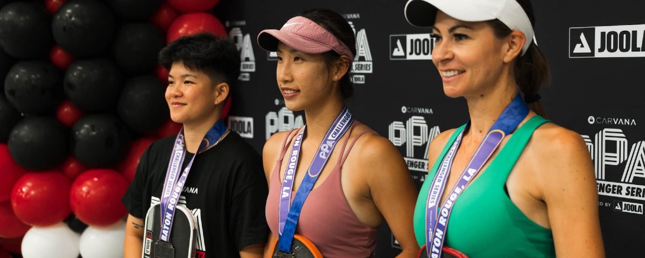 Yufei Long (middle) is setting her sights on a professional pickleball career.