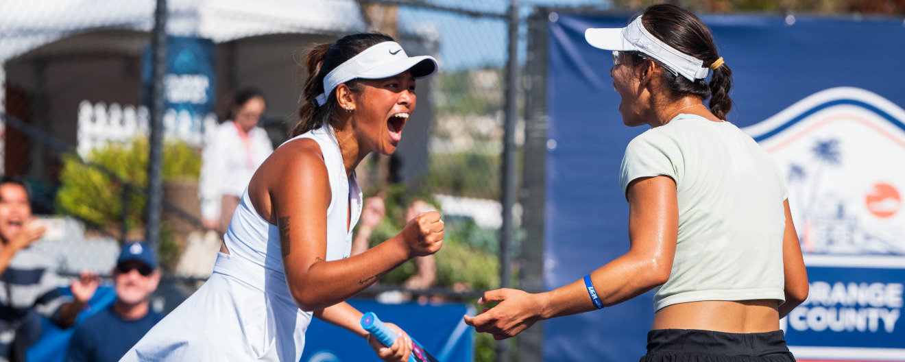 Jamie Wei and Yufei Long celebrate their victory at the Select Medical Orange County Cup presented by Reign Storm.