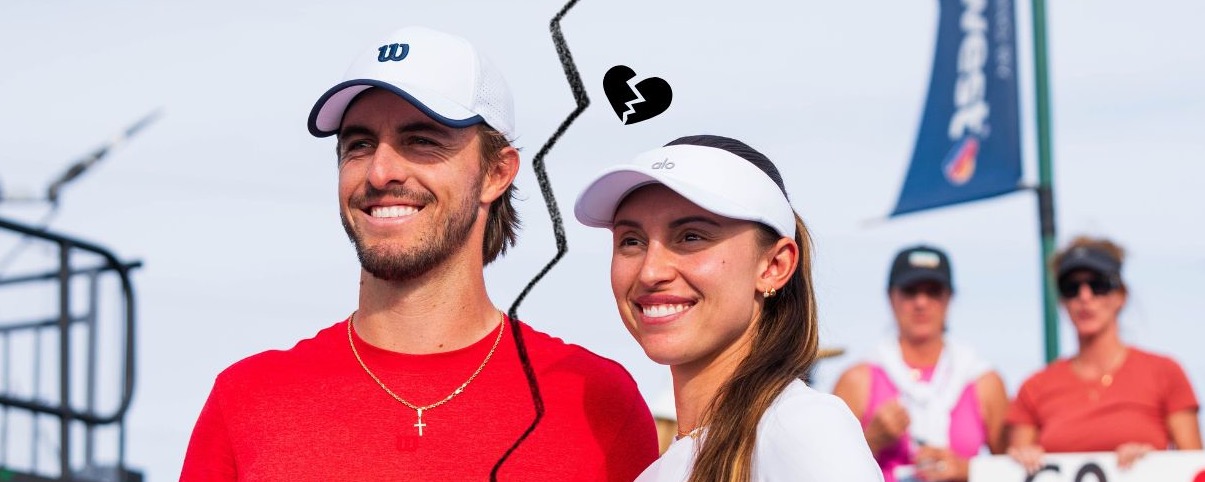 Hunter Hohnson and Parris Todd with a split graphic between them and a broken heart.