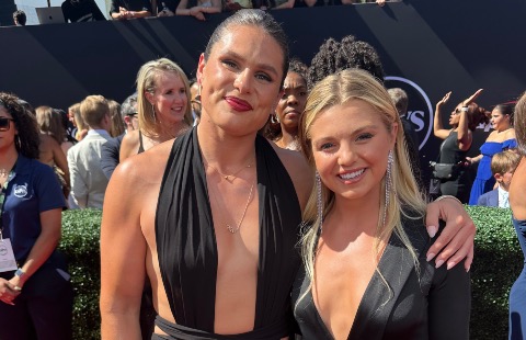 Ilona Maher with her arm around Anna Leigh Waters' shoulders on the red carpet.