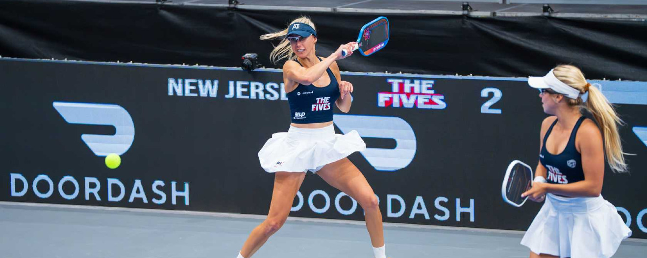 Meghan Dizon and Anna Leigh Waters competing for the New Jersey 5s at the Advil Targeted Relief MLP Dallas.