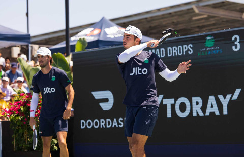 Ben Johns and Hunter Johnson competing in men's doubles for the Los Angeles Mad Drops at the Toray MLP Playoffs in San Diego, CA.