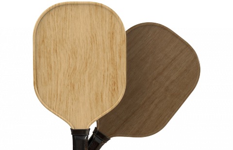 Wooden paddles on display.