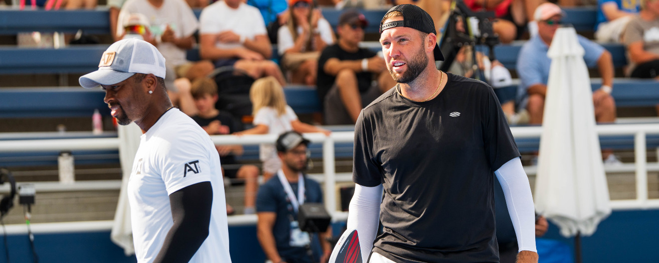 Jack Sock and Donald Young competing at the  Veolia Cincinnati Showcase presented by Six Zero.