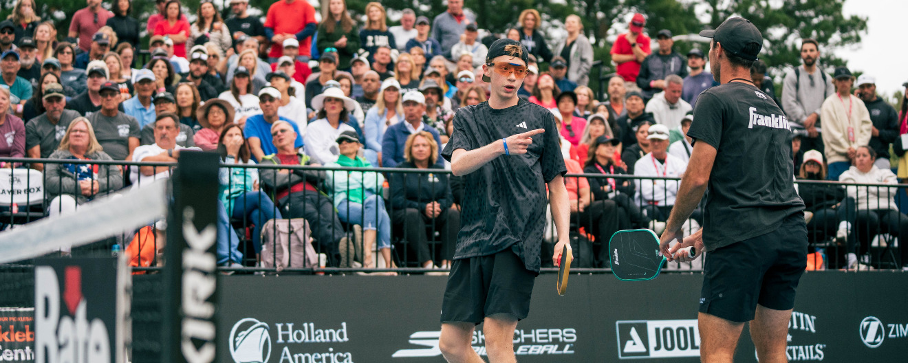 CJ Klinger and JW Johnson celebrating their quarterfinal win at the Fasenra Virginia Beach Cup presented by JOOLA.