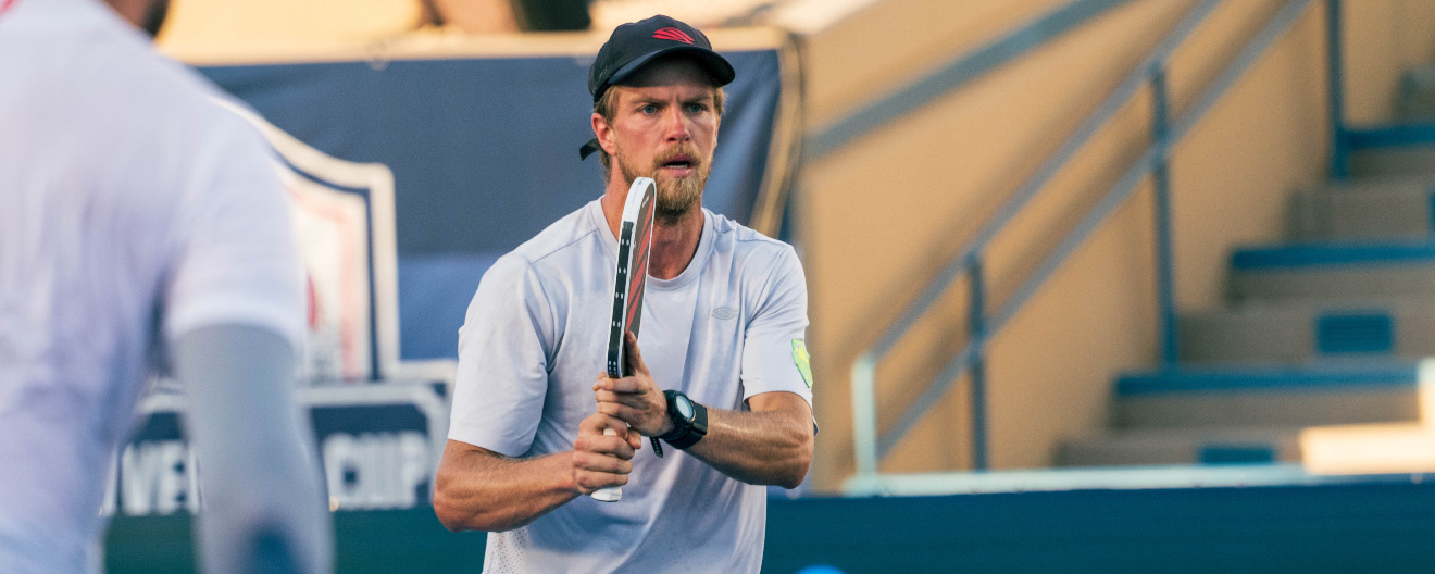 Rafael Lenhard competing in men's doubles at the Rate Vegas Cup presented by Holland America.
