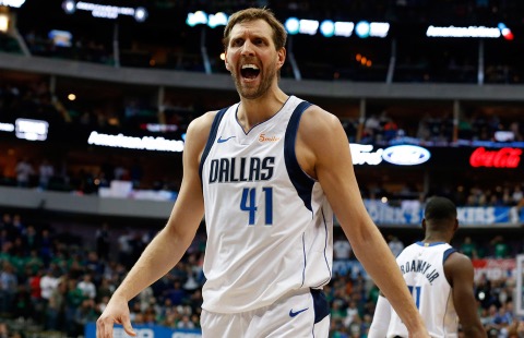 Dirk Nowitzki as a member of the Dallas Mavericks.