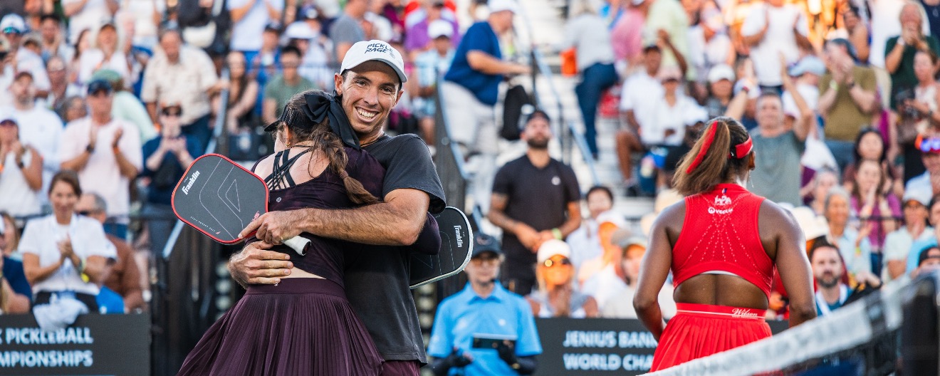 Jorja and JW Johnson competing at the Jenius Bank Pickleball World Championships.