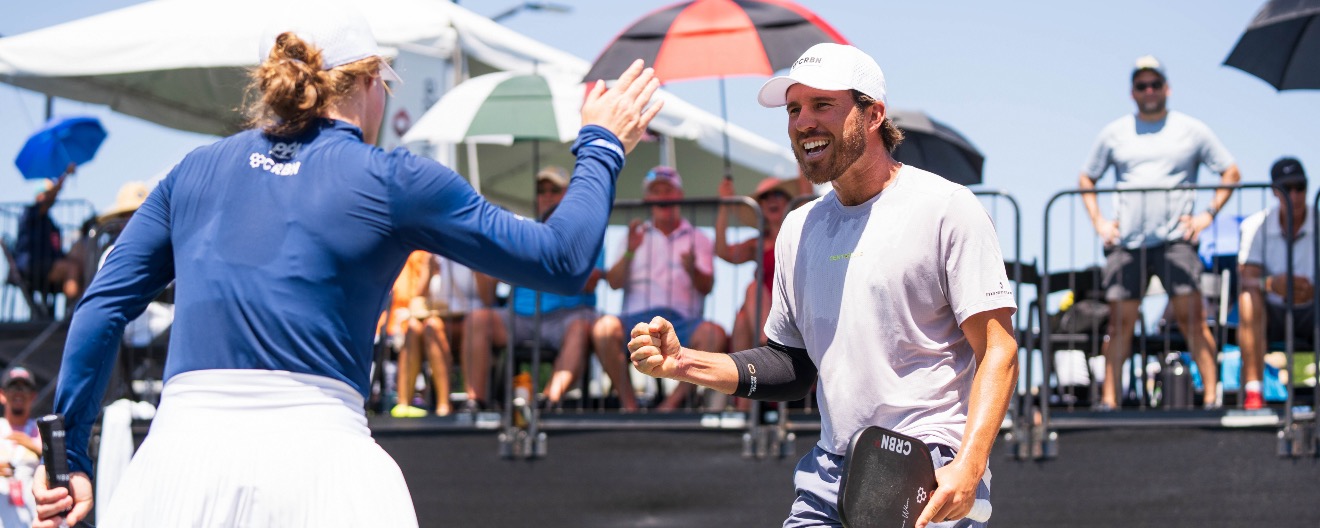 Thomas Wilson and Vivienne David competing on the PPA Tour in 2024.