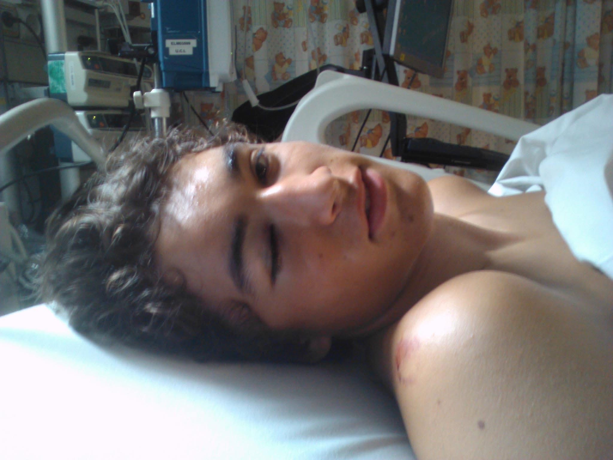 Jay Devilliers in the hospital in Spain a few days after the accident.